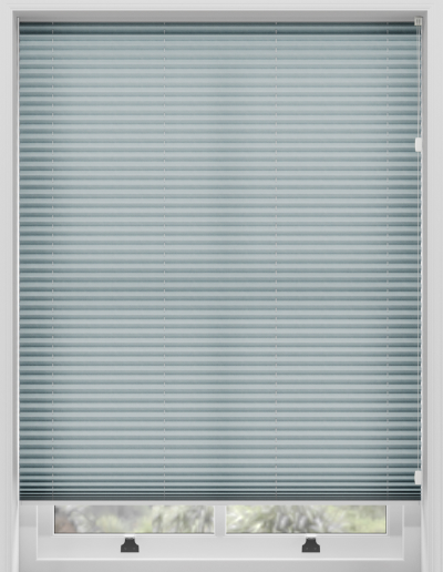 Light blue window blinds closed