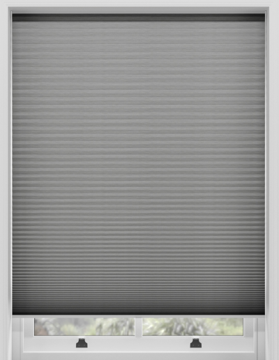 Gray honeycomb window shade closed