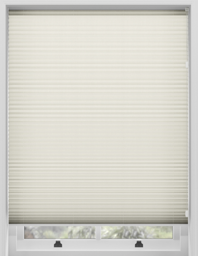 Light-colored honeycomb window shade