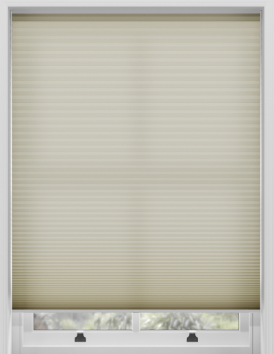 Closed beige window shades.