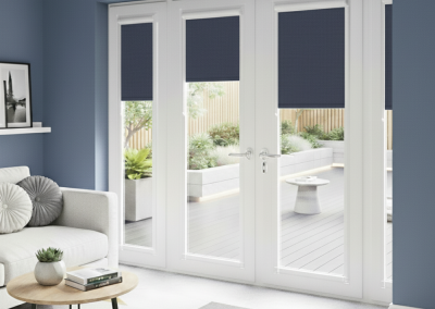 Modern living room with patio doors