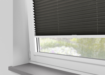 Gray blinds covering a window