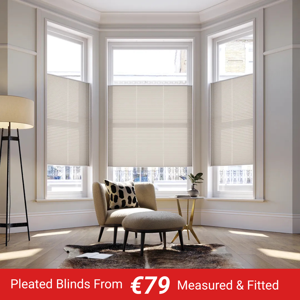 Pleated Pleated Blinds in a living room M2M Blinds Dublin