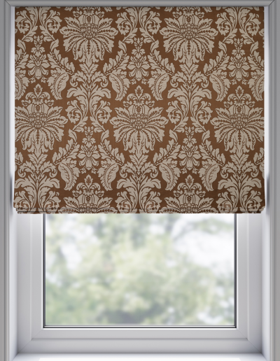 Brown floral patterned window shade