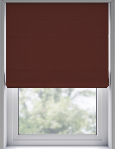 Brown roller blind covering window