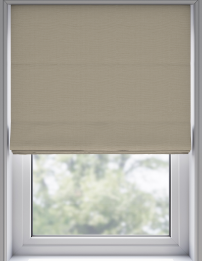 Beige roller blind covering window