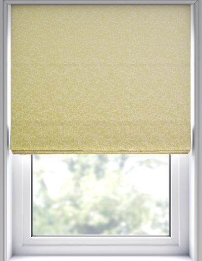 Yellow patterned window blind covering