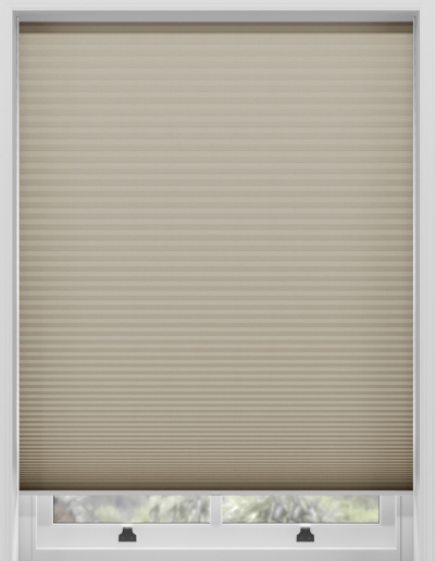 Closed beige window blinds.