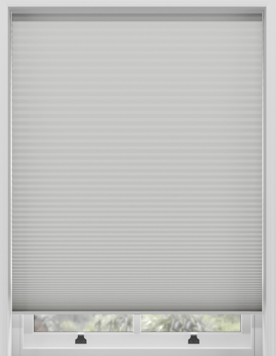Light gray honeycomb window shade