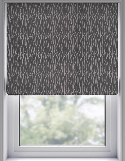 Gray patterned roller window shade