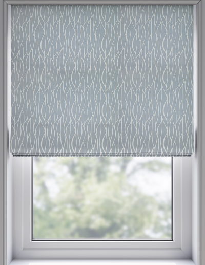 Light blue patterned window shade