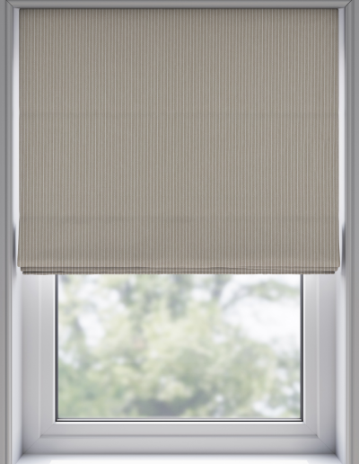 Beige striped window roller shade