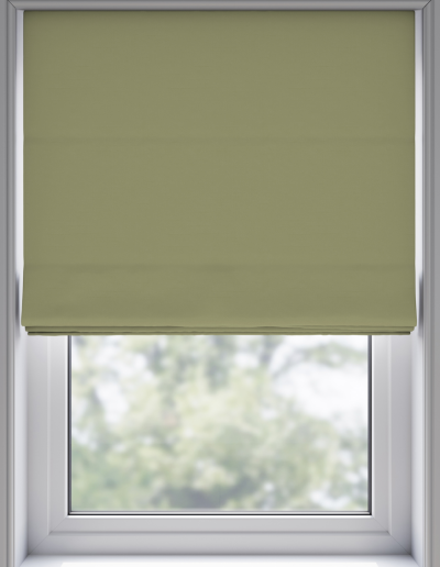 Light green window shade closed