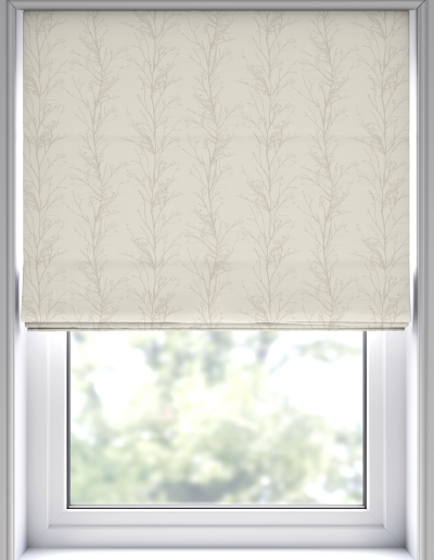 Light floral patterned window blind