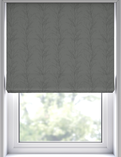 Gray patterned roller window shade