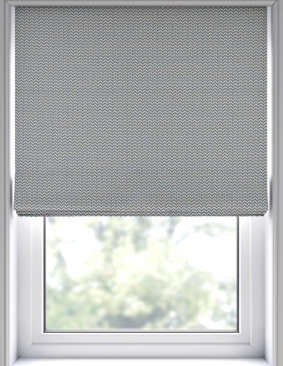 Patterned window shade covering window